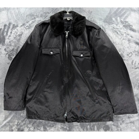 Vintage Blauer Tufnyl Winter Jacket Men 44L / Large Black Faux Fur Collar Liner